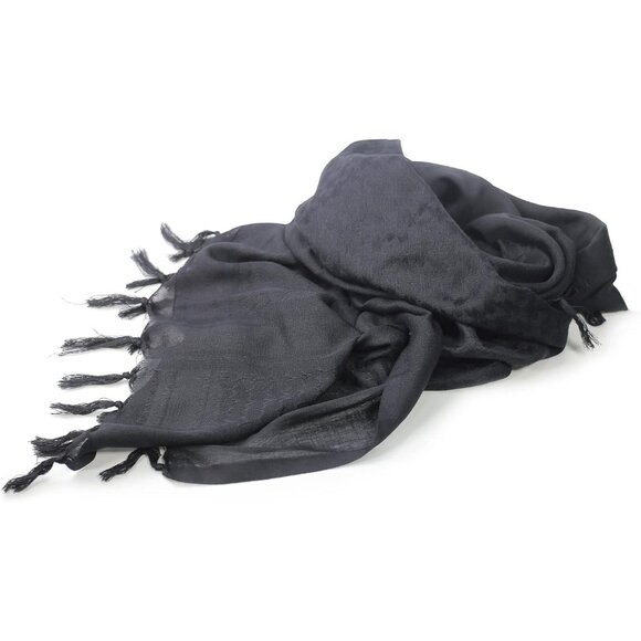 ⚡Men Black and Black-White 100% Cotton Military Shemagh Desert Scarf Wrap - Picture 3 of 8